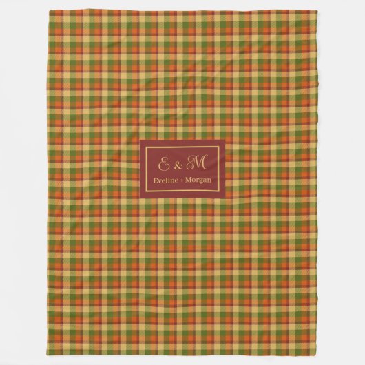 Autumn Plaid Throw Blanket Cozy Custom Name Accent Fleecedecke (Vorderseite)