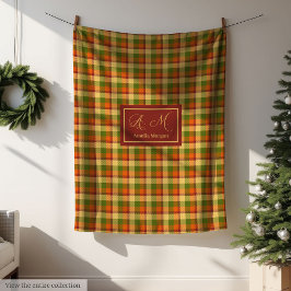 Autumn Plaid Throw Blanket Cozy Custom Name Accent Fleecedecke
