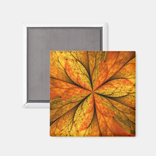 Autumn Plant, Modern Abstract Fractal Art Leaf Magnet (Vorderseite/Rückseite)