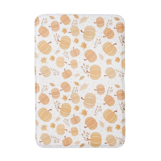 Autumn Pumpkin and Leaf Pastel Pattern Badematte (Vorderseite Vertikal)