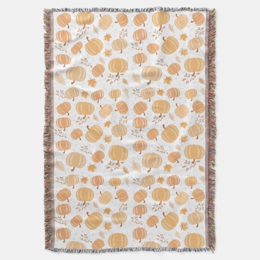 Autumn Pumpkin and Leaf Pastel Pattern Decke (Vorderseite Vertikal)