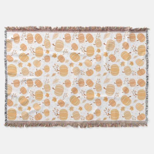 Autumn Pumpkin and Leaf Pastel Pattern Decke (Vorderseite)