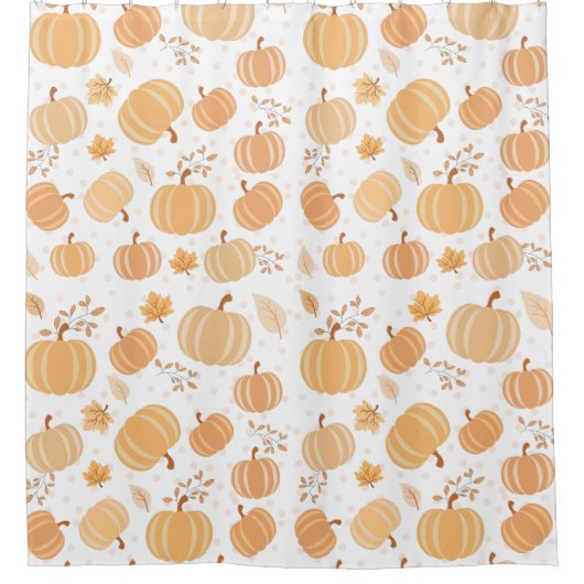 Autumn Pumpkin and Leaf Pastel Pattern Duschvorhang (Vorderseite)