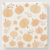 Autumn Pumpkin and Leaf Pastel Pattern Steinuntersetzer (Vorderseite)