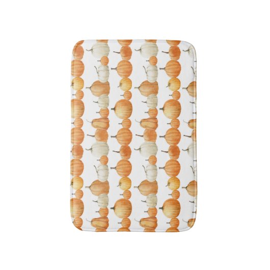 Autumn Pumpkin: Aquarellfarben Illustration Patter Badematte (Vorderseite Vertikal)