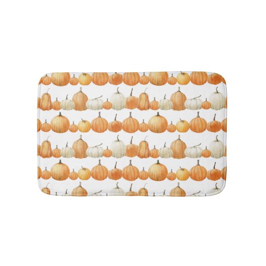Autumn Pumpkin: Aquarellfarben Illustration Patter Badematte (Vorderseite)