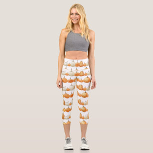 Autumn Pumpkin: Aquarellfarben Illustration Patter Capri Leggings