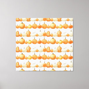 Autumn Pumpkin: Aquarellfarben Illustration Patter Leinwanddruck