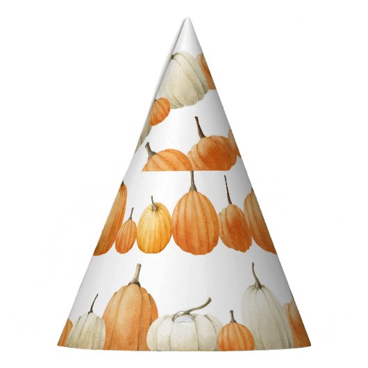 Autumn Pumpkin: Aquarellfarben Illustration Patter Partyhütchen (Links)