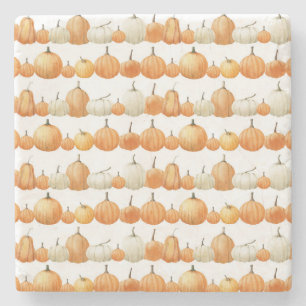 Autumn Pumpkin: Aquarellfarben Illustration Patter Steinuntersetzer