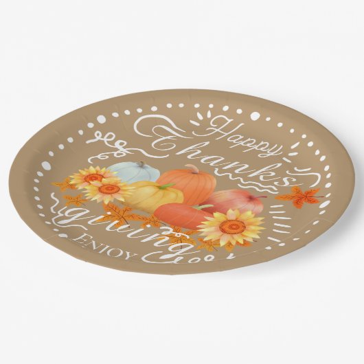 Autumn Pumpkin Ash Pappteller (Schrägansicht)