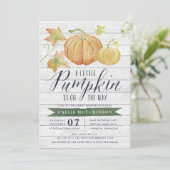 Autumn Pumpkin Baby Dusche Einladung (Stehend Vorderseite)