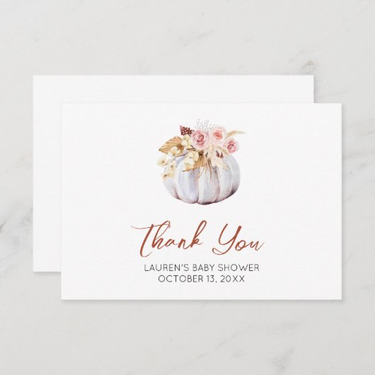 Autumn Pumpkin Baby Showdusche Danke Karte (Vorne/Hinten)