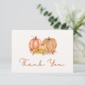 Autumn Pumpkin Baby Shower Thank You Card – Boho Dankeskarte (Stehend Vorderseite)