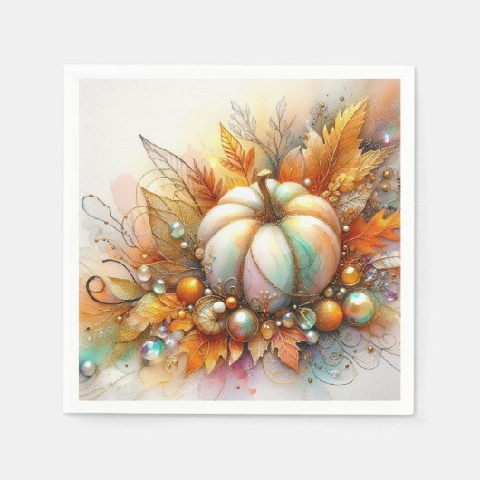 Autumn Pumpkin Baubles Table Serviette (Vorderseite)