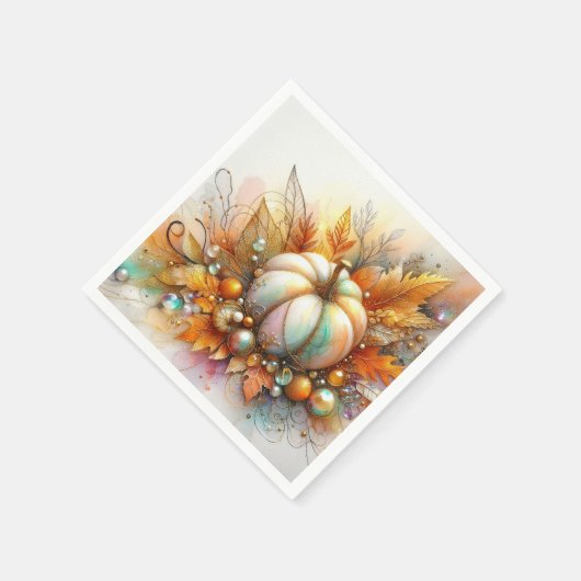 Autumn Pumpkin Baubles Table Serviette (Ecke)