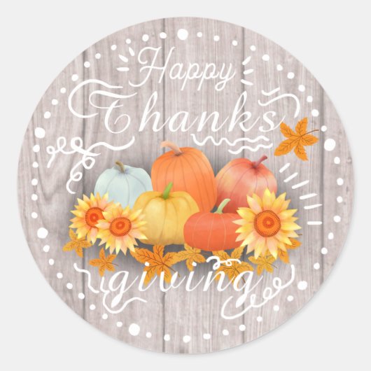 Autumn Pumpkin Beige Pine Runder Aufkleber (Vorderseite)