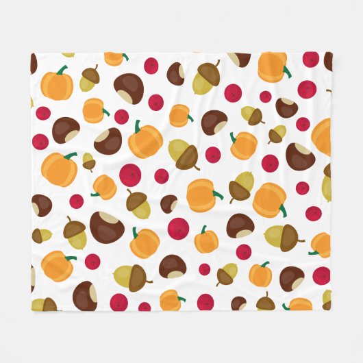 Autumn Pumpkin Berries Chestnut Pattern Fleecedecke (Vorderseite (Horizontal))