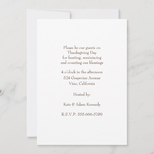 Autumn Pumpkin & Berries "Gather and Give Danke" Einladung (Rückseite)