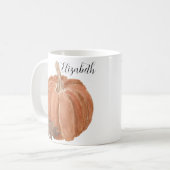 Autumn Pumpkin Blätter Floral Personalisiert Name  Kaffeetasse (Vorderseite Links)