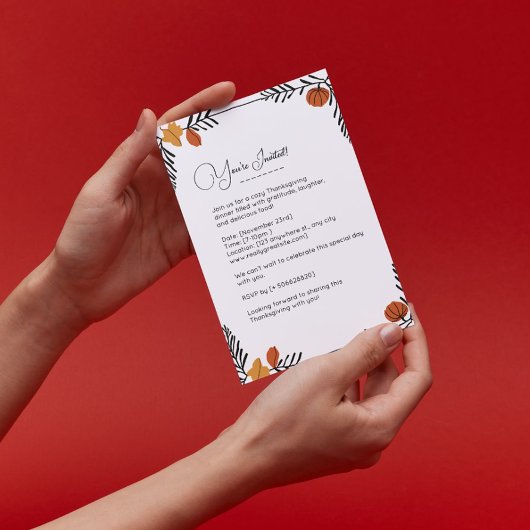 Autumn Pumpkin Blätter Frame Erntedank Einladung