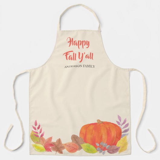 Autumn Pumpkin Blätter Happy Fall Familienname Schürze (Vorderseite)
