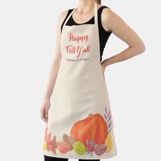 Autumn Pumpkin Blätter Happy Fall Familienname Schürze (InSitu)