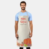 Autumn Pumpkin Blätter Happy Fall Familienname Schürze (Getragen)