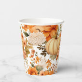 Autumn Pumpkin Bouquet Design Pappbecher (Rückseite)