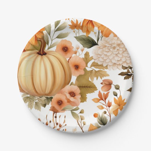 Autumn Pumpkin Bouquet Design Pappteller (Vorderseite)