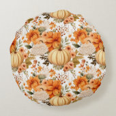 Autumn Pumpkin Bouquet Design Rundes Kissen (Rückseite)