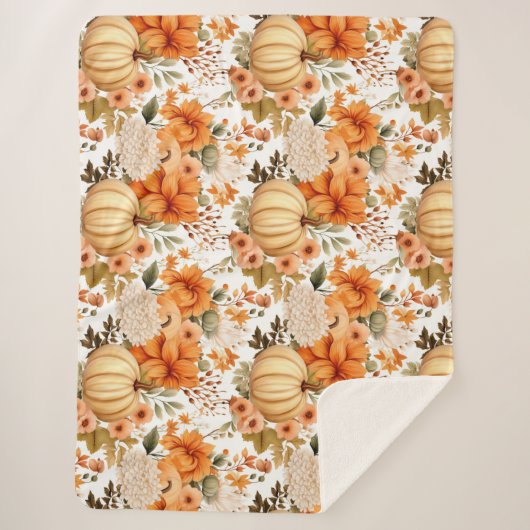 Autumn Pumpkin Bouquet Design Sherpadecke (Vorderseite)