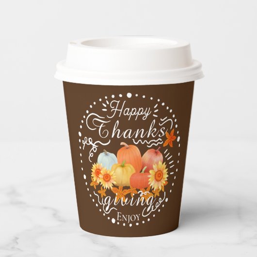 Autumn Pumpkin Brown Pappbecher (Rückseite)
