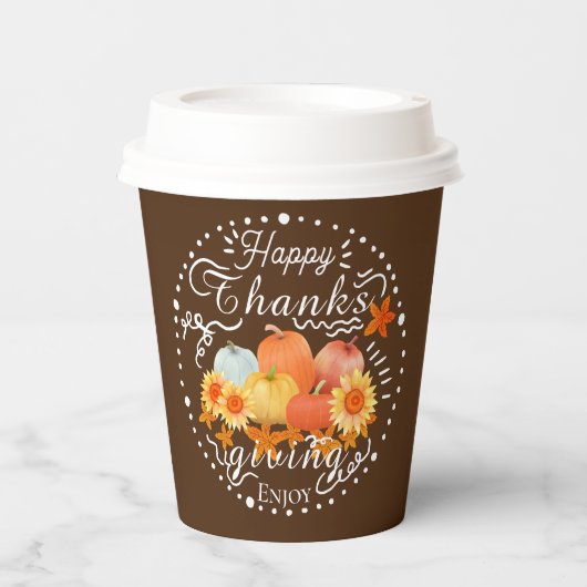 Autumn Pumpkin Brown Pappbecher (Vorderseite)