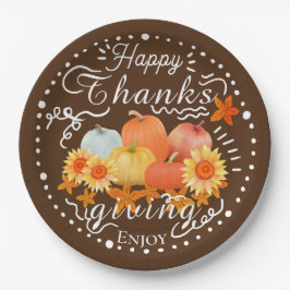 Autumn Pumpkin Brown Pappteller