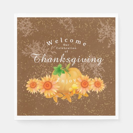 Autumn Pumpkin Brown Serviette (Vorderseite)