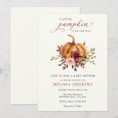 Autumn Pumpkin Burgundy Foliage Babydusche Einladung (Vorne/Hinten)