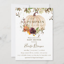 Autumn Pumpkin Burgundy Orange Floral Baby Shower  Einladung