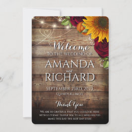 Autumn Pumpkin & Burgundy RosesWedding Programm