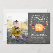 Autumn Pumpkin Custom Age Birthday Party Foto Einladung (Vorderseite)