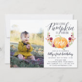 Autumn Pumpkin Custom Age Birthday Party Foto Einladung (Vorderseite)