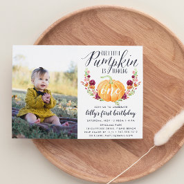 Autumn Pumpkin Custom Age Birthday Party Foto Einladung