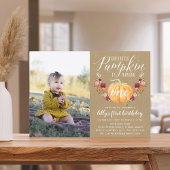 Autumn Pumpkin Custom Age Birthday Party Foto Einladung
