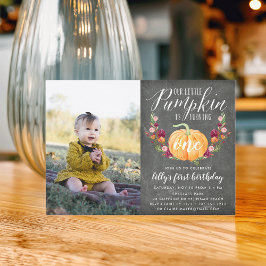 Autumn Pumpkin Custom Age Birthday Party Foto Einladung
