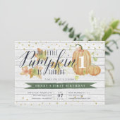 Autumn Pumpkin Custom Age Geburtstagsparty Einladung (Stehend Vorderseite)