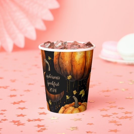 Autumn Pumpkin Custom Halloween Paper Cups Pappbecher (Insitu)