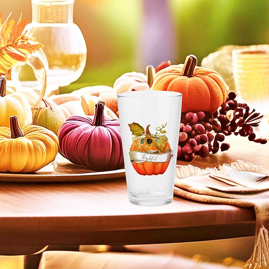 Autumn pumpkin customizeable glas