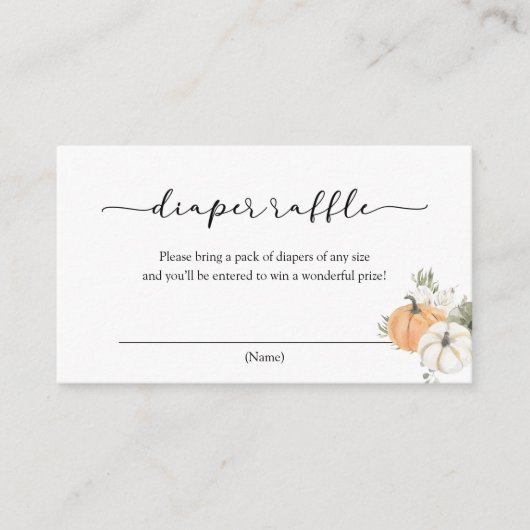 Autumn Pumpkin Diaper Raffle Card Begleitkarte (Vorderseite)