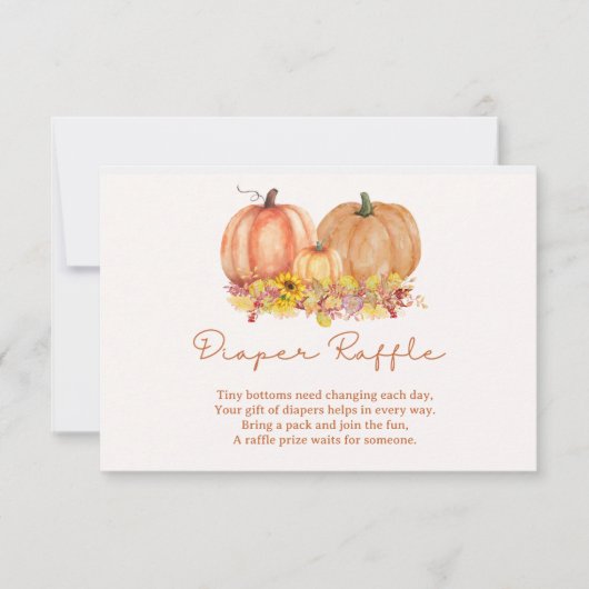 Autumn Pumpkin Diaper Raffle Card – Boho Fall Dankeskarte (Vorderseite)