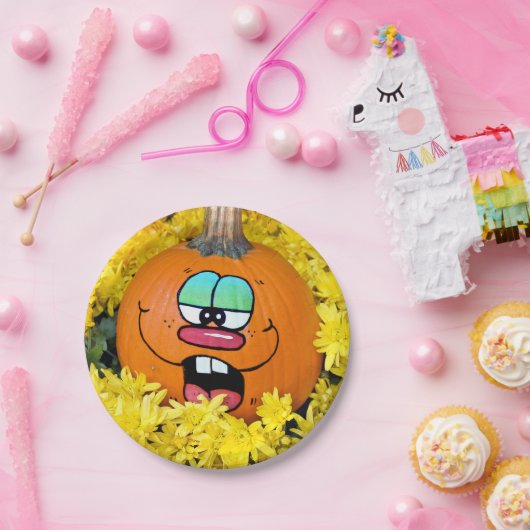 Autumn Pumpkin Face Pappteller (Party)